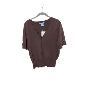 Fresh twist NWT, women’s brown short sleeve, silk blend knit top size medium